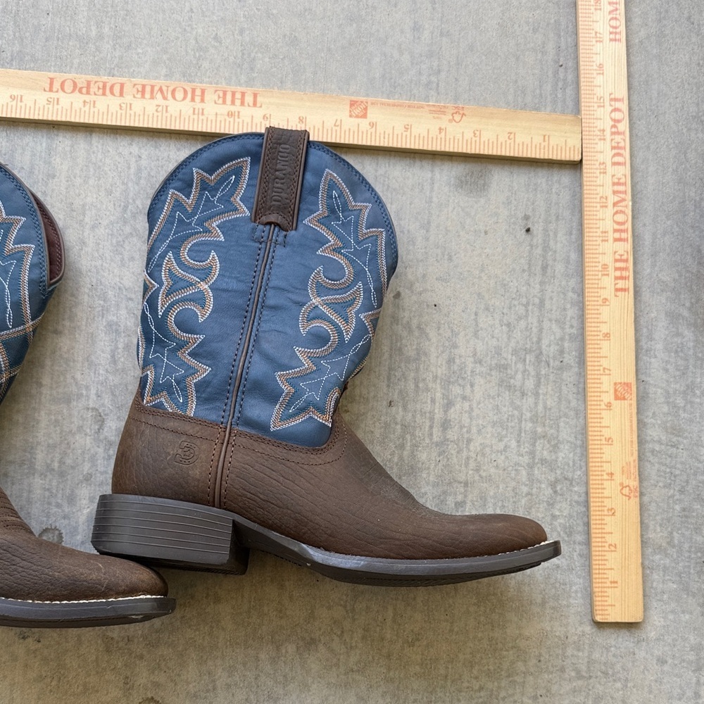 Durango Blue Brown Cowboy Boots like new leather distressed cowboy windward - Picture 6 of 13